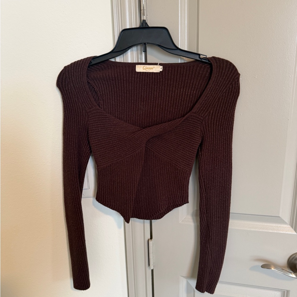 Amazon Women’s Long Sleeve Ribbed Knit Sweater - Dark Brown
